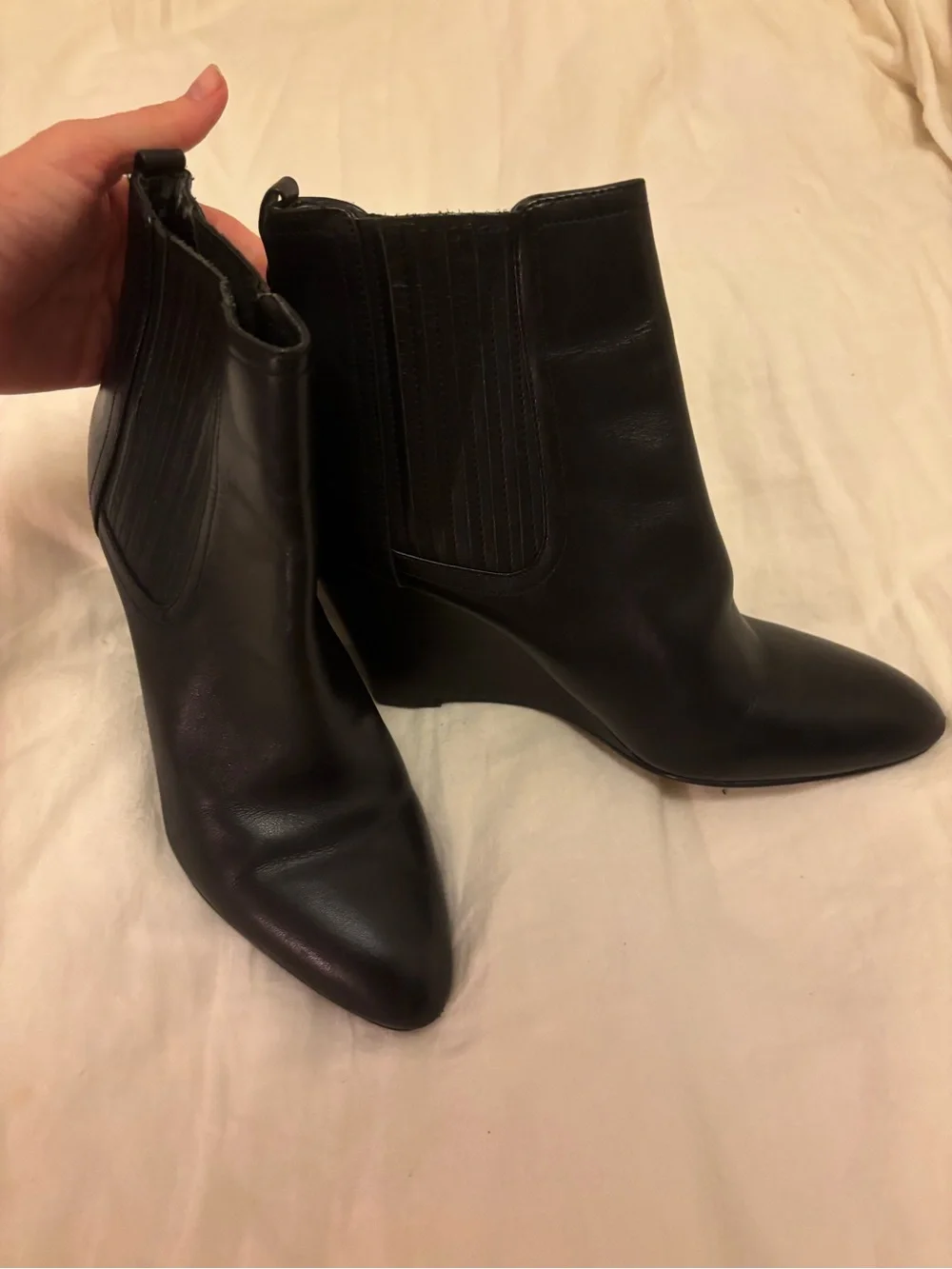 Sam Edelman Gillian Black Leather Wedge Ankle Boot